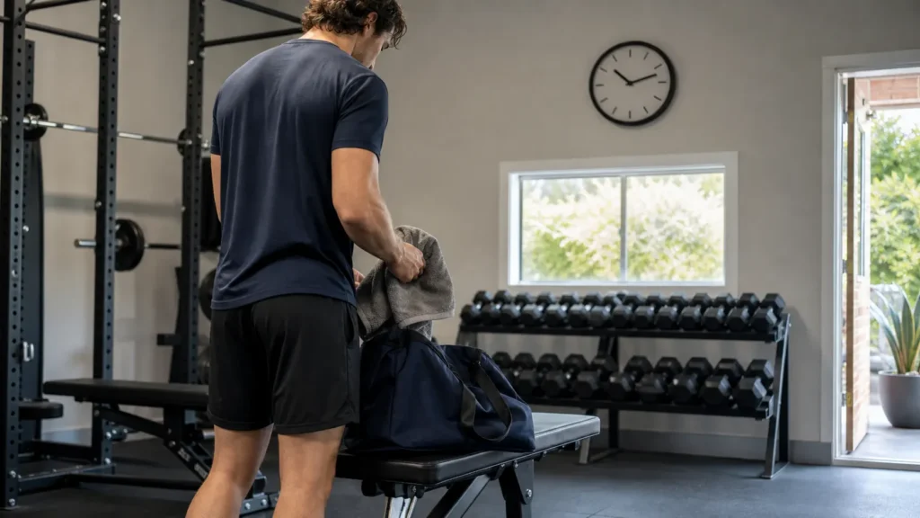 Illustrative lifestyle fitness scene showing an ordinary, sustainable training routine.