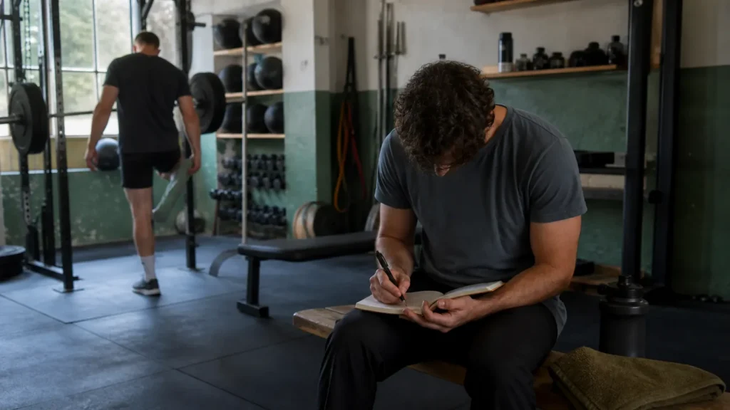 Illustrative fitness scene showing a calm, practical approach to training habits.