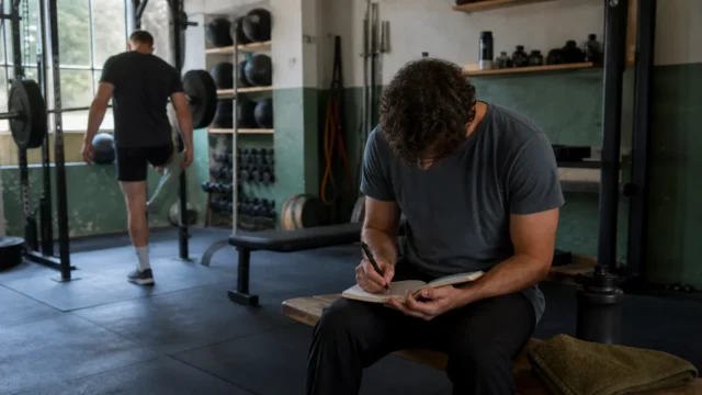 Illustrative fitness scene showing a calm, practical approach to training habits.